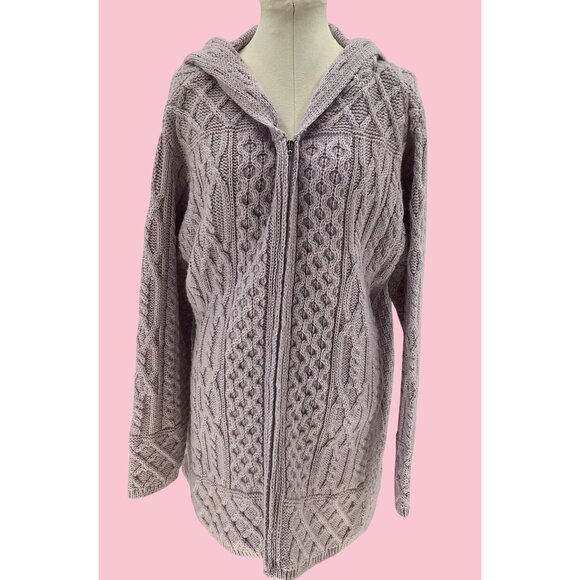 Arans Crafts Sweaters - Vintage Aran Crafts Sweater Hooded Full Zip Ireland Wool Pockets Celtic XL